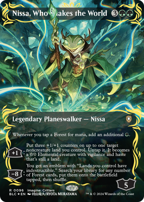 Nissa, Who Shakes the World (Borderless) (Raised Foil) [Bloomburrow Commander] Discount