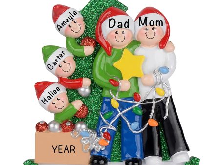 Decorating The Tree Family of 5 Christmas Ornament Discount