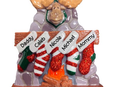 Moose Family of 5 Personalized Ornament For Sale