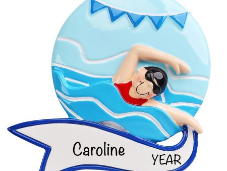 Girl Swimmer Christmas Ornament For Sale