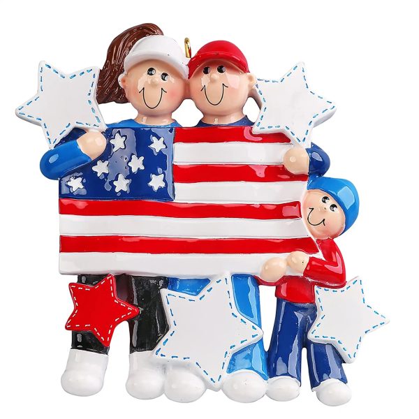 Patriotic Family of 3 Personalized Ornament on Sale