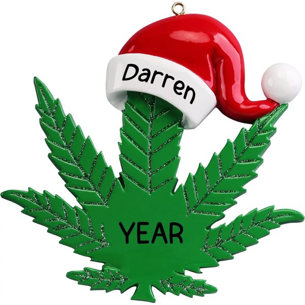 Cannabis Leaf Santa Hat Christmas Ornament For Cheap