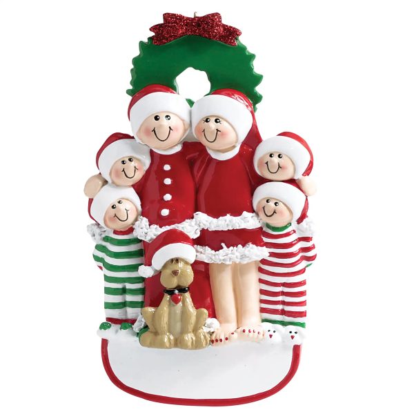 Christmas Family Of 6 With Dog Christmas Ornament Online now