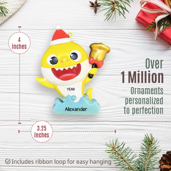 Yellow Baby Shark Christmas Ornament - Santa Cap Online