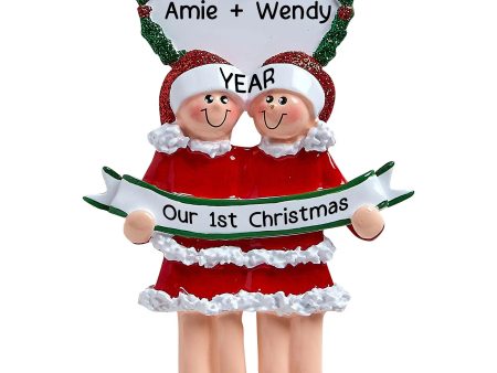 Lesbian Couple PJs Christmas Ornament For Cheap