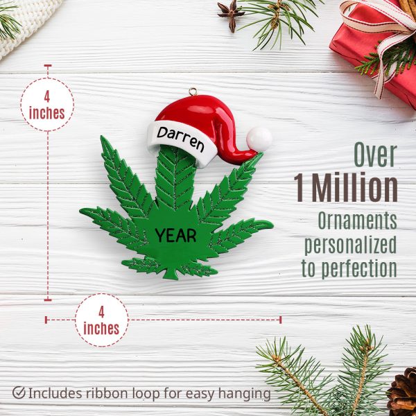 Cannabis Leaf Santa Hat Christmas Ornament For Cheap