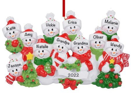 Personalized Snowman Family of 11 Christmas Ornament For Discount