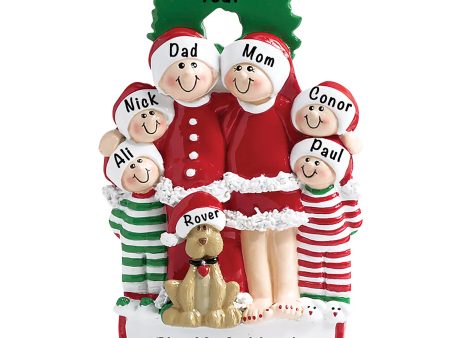 Christmas Family Of 6 With Dog Christmas Ornament Online now