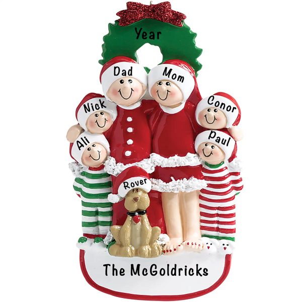 Christmas Family Of 6 With Dog Christmas Ornament Online now