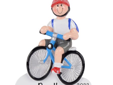 Boy Biking Personalized Christmas Ornament on Sale