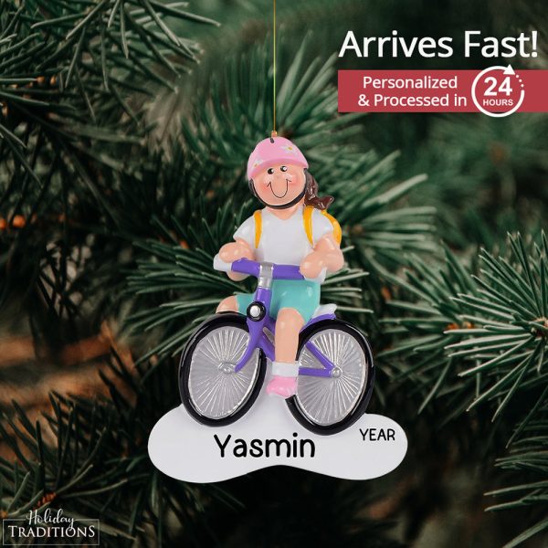 Girl Bike Christmas Ornament on Sale