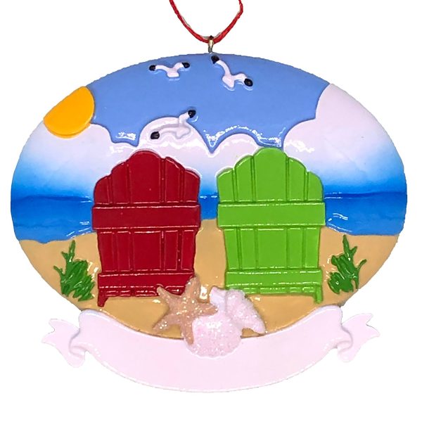 Beach Adirondack Couple Christmas Ornament For Sale