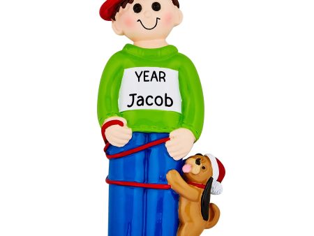 Boy With Dog Christmas Ornament on Sale