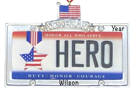 Veteran Hero License Plate Personalized Ornament Online Sale