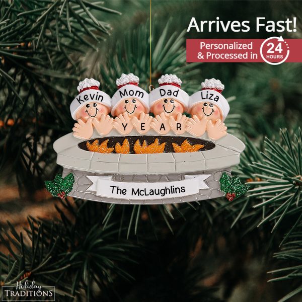 Fire Pit Family of 4 Christmas Ornament Discount