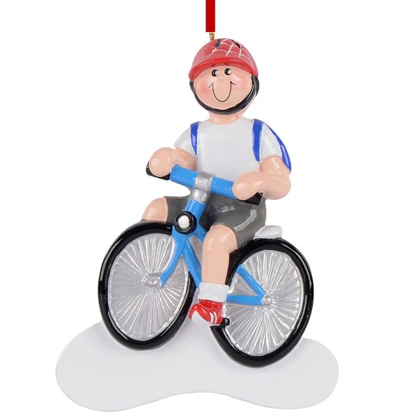 Boy Biking Personalized Christmas Ornament on Sale