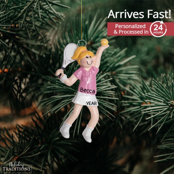 Tennis Girl Personalized Ornament - Blonde Supply