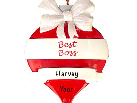 Best Boss Red Personalized Ornament Discount