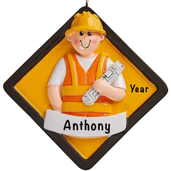 Construction Worker Personalized Ornament Discount