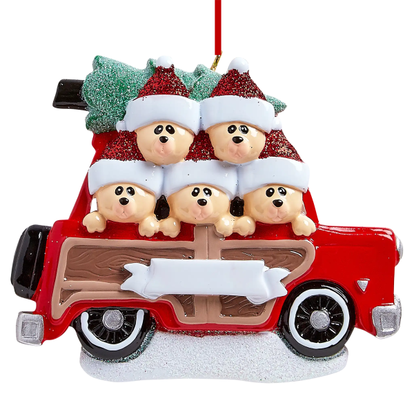 SUV Car Christmas Tree Bear Family of 5 Christmas Ornament Sale