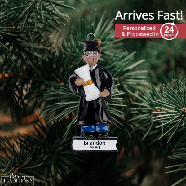 Ethnic Guy Graduation Christmas Ornament For Discount