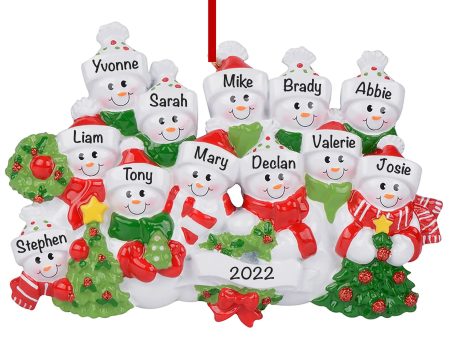 Personalized Snowman Family of 12 Christmas Ornament For Discount