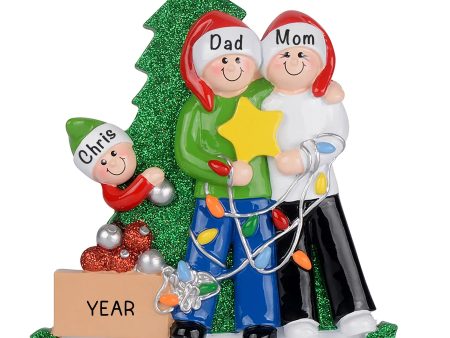 Decorating The Tree Christmas Family of 3 Christmas Ornament Online now