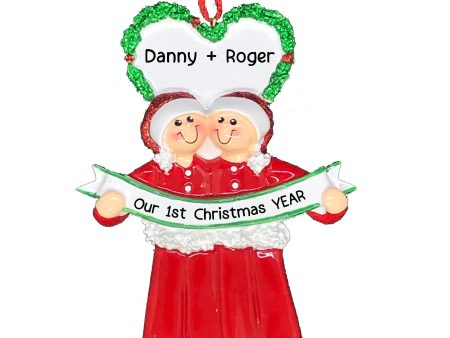 Gay Male Couple PJs Christmas Ornament For Cheap