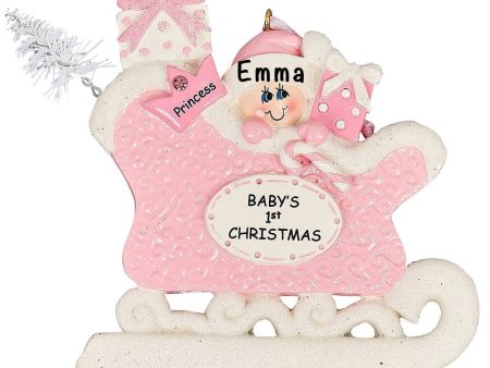 Baby s First Personalized Sleigh Personalized Ornament - Girl Online Sale